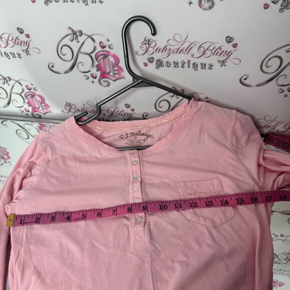 PJ Salvage Pink Long Sleeve dress nighty gown sleep pajamas pjs lace detail - Picture 6 of 6